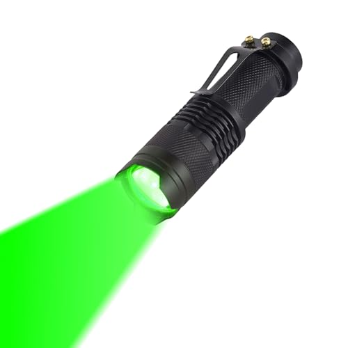 LIAISIMI Linterna LED Luz de trabajo multifunción Mini lámpara portátil Linterna retráctil de 3 modos Ideal para camping, senderismo, visión nocturna, pesca nocturna (1, green)