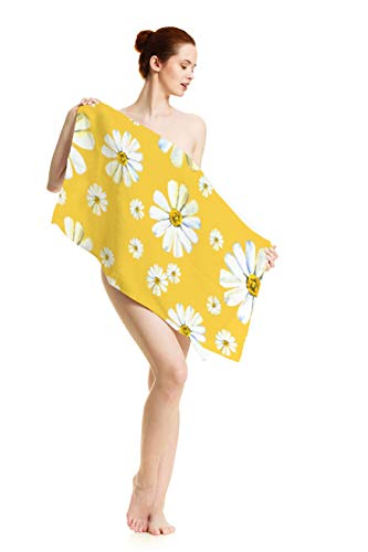 Ofloral White Daisy Chamomile Flower Hand Towels Cotton Washcloths,Watercolor Yellow Floral Garden Botanical Plant Soft Towels For Bath/Yoga/Golf/Hair/Face Towel For Men/Women/Girl/Boys 15X30 Inch #TOP7