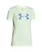Under Armour Youth Girls' Big Logo Tech Short Sleeve V-Neck T-Shirt, Sugar Mint/Jazz Blue, Large