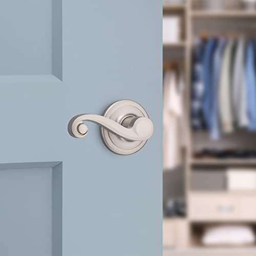 Kwikset Lido Dummy Door Handle, Single Sided Lever for Closets, French Double Doors, and Pantry, Satin Nickel Non-Turning Left Handed Interior Push/Pull Lever, with Microban Protection image 4