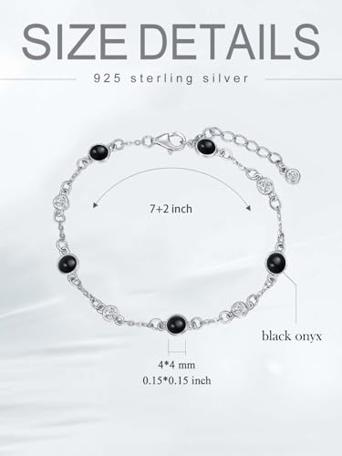 Image of HPQQ Anklet Bracelet for Women 925 Sterling Silver Natural Stone Chain Ankle Bracelet Beach Summer Fine Jewelry Birthday Mothers Day Gifts for Women Her Mom