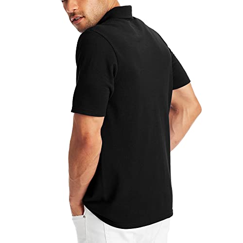Hanes Men's Short Sleeve X-Temp W/ Freshiq Polo, Black, Medium #TOP1