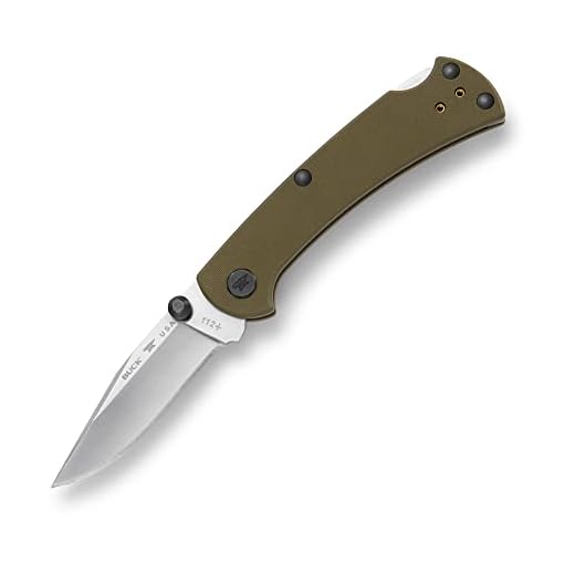 Buck Knives 112 Slim Pro TRX Lock-back Pocket Knife with G10 Handle, Thumb Studs and Removable/Reversible Deep Carry Pocket Clip, 3" S30V Blade (Green)