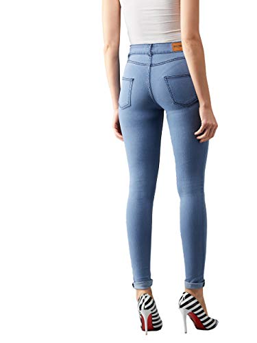 Image of Dolce Crudo Women's Light Blue Skinny Mid Rise Regular Length Clean Look Denim Stretchable Jeans