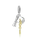 LuxglitterLin Graduation 2023 Gift Charm Graduate Bachelor's Hat Scroll Bead for European Bracelet