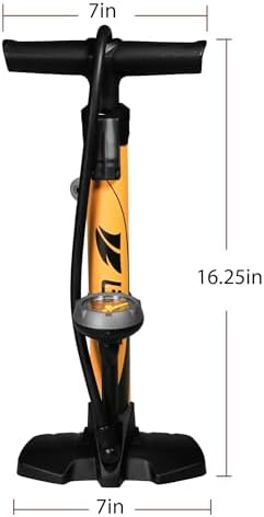 BV Bike Pump out of durable Steel - Bicycle pump 160 PSI high Pressure, Bike Tire Pump 17/24 inch Smart Valve Head, Schrader bike pump with gauge, Automatically Reversible Presta & Schrader, ball pump - 1