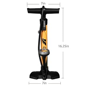 BV Bike Pump out of durable Steel - Bicycle pump 160 PSI high Pressure, Bike Tire Pump 17/24 inch Smart Valve Head, Schrader bike pump with gauge, Automatically Reversible Presta & Schrader, ball pump — photo 2 of 6