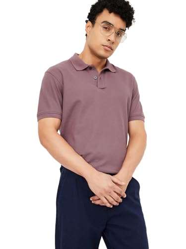 Image of Max Mens Cotton Blend Regular Fit Half Sleeves Solid Polo T-Shirt