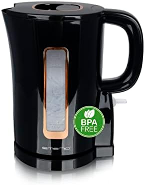emerio WK-125130 czajnik 1,7 l, 2200 W, bez BPA, element grzewczy ze stali nierdzewnej, wskaźnik poziomu wody, automatyczne wyłączanie, ochrona przed pracą na sucho, czarny/złoty