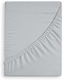 Concept Home Sábana bajera ajustable suave al tacto, mezcla de poliéster y algodón, resistente a las arrugas, transpirable, bolsillo profundo de 25 cm, disponible en colores (plata, individual)