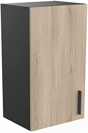 Meuble Bas Cuisine Demeyere Origan 1 Porte - Dimensions L40 X P60 X H85 Cm, Bois Mélaminé Chêne Kronberg Et Noir, Fabriqué En France