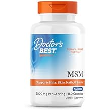 Doctors Best MSM Supplement Capsules for Men & Women - Supports Hair, Skin, Nails, Joint Health & Mobility, 3000 mg Per Serving, Delivers Beneficial Sulfur w/OptiMSM, Gluten Free, Non GMO - 180 Caps
