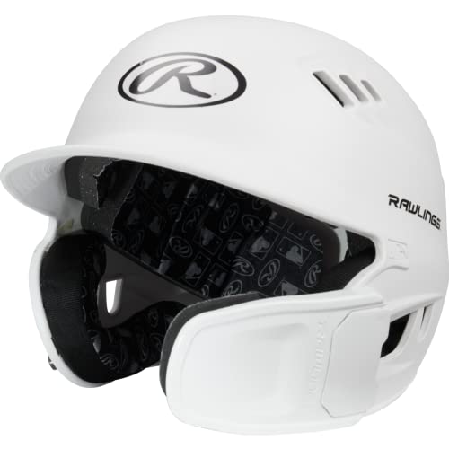 Rawlings | R16 REVERSIBLE EXT | Matte Batting Helmet | Reversible Face Guard | Senior (6 7/8" - 7 5/8") | Matte White