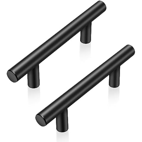 Onateel 30 Pack 5 Inch Cabinet Handles Matte Black Cabinet Pulls Stainless Steel Drawer Handles for Kitchen Cabinet Hardware 3 Inch Hole Centers Cover