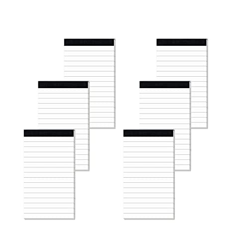 6 Pcs Note Pads Refills 3 x 5 inches Memo Small Notebook Writing Pads with 30 Sheets Each Pad College Ruled Lined Paper NotePads White