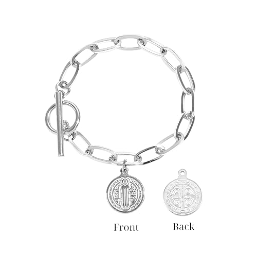925 Sterling Silver Saint Benedict Bracelet For Men And Women - Rosario De San Benito For Men And Women, Catholic Religion St. Benedict Bracelet, Pulseras De San Benito, Gift For Women And Men by Generic - Used condition - Image 2