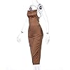 Velius Women's Sexy Spaghetti Strap Backless Lace up Bodycon Party Dress (Medium, Brown)