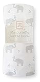 SwaddleDesigns Marquisette Receiving Swaddle Blanket for Baby Boys & Girls, Soft Premium Cotton Muslin, Best Shower Gift, Elephant and Pastel Blue Chickies, Parent Picks Award Winner