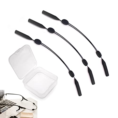 WJUAN 3 Piezas de Correa ajustable para gafas de sol, Cordón para Gafas, Soporte para Correa de Anteojos Negro, Retenedor de Anteojos Extremadamente Confiable para Mujeres, Hombres y Niños