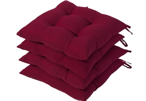 HAMO Dining Chair Seat Pad Cushions Set of 4, 38x38 cm, 15x15 inches (Red) - Cosy Home Interiors HAMO Dining Chair Seat Pad Cushions Set of 4, 38x38 cm, 15x15 inches (Red)