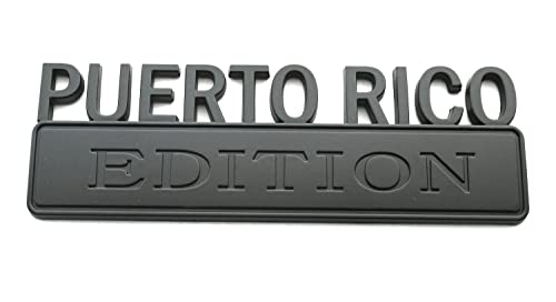Image of SSDD 1x Puerto RICO Edition Emblem 3D Fender Badge Car Truck Decal Replacement for F150 F250 F350 Chevy Silverado 1500 2500 Chevrolet C10 C15 - 7 Inch Length (Matte Black)