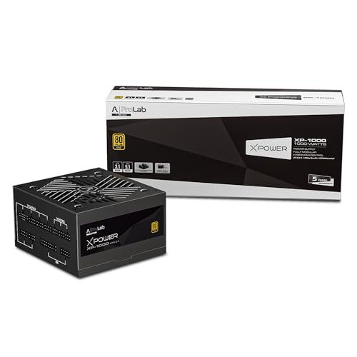 Image of ProLab Design XPower XP-1000 Power Supply Unit|1000w 80+Gold|Fully Modular|Japanese Capacitor|ATX 3.1 PCIE 5.1 Support|450w 12v-2x6 Connector|120mm Hydro Bearing Fan|Black Flat Cables|5 Year Warranty