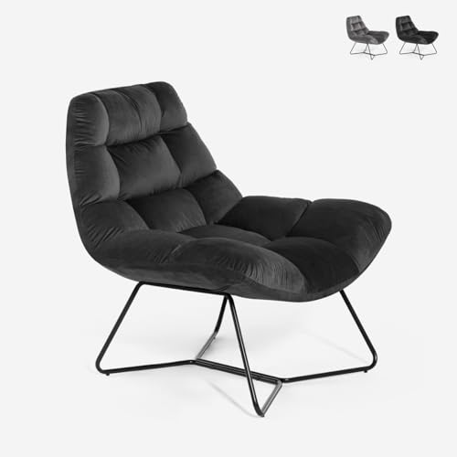 Produce Shop Sillón de salón Moderno de Terciopelo de diseño Karu - Negro
