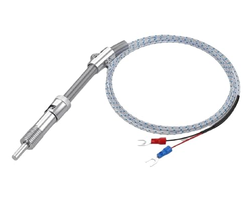 FKMISZE K Type Armored Thermocouple WRNT-02K M6 Screw Thread Spring Loaded Temperature Sensor Probe Industrial Use(K-1M)