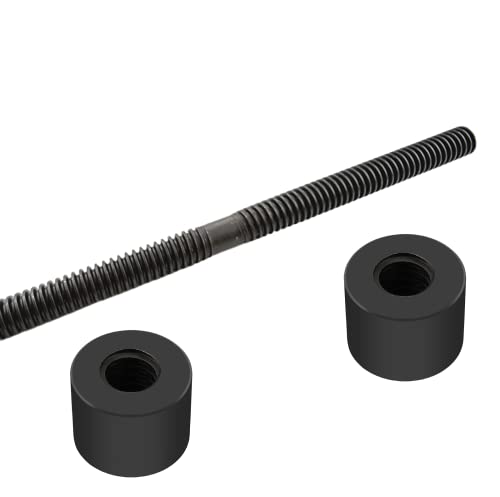 Coavoo T24 24mm Trapezoidal Lead Screw 11.81 inch / 300mm Length, Right and Left Hand Bi Direction T-type Lead Screw with 2Pcs Nuts for 3D Printer Machine Z Axis (Pitch/Lead of Screws: 5mm)