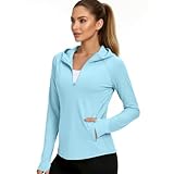 Quarter Zip Women UPF 50+ Sun Protection Hoodie Shirts with Thumb Holes Long Sleeve Quick Dry Rash Guard Swim Shirts
