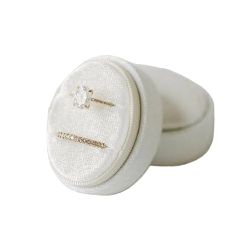 OJEVMLFVQ Ring Box Velvet Oval Wedding Day Personalized Triple Slot Double 2 3 Slots Ring Box(White - 2 Slot)