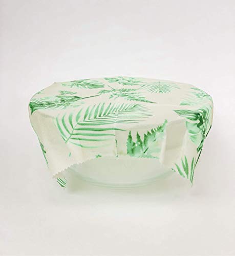 Organic Beeswax Food Wrap Covers Reusable Sustainable Eco-friendly - Set of 3 - Tropical Leaf Print