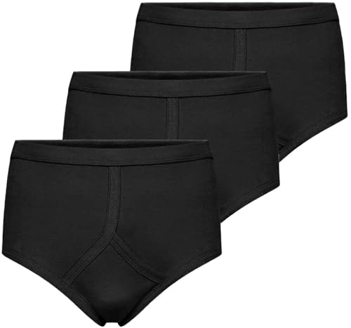 moodies Mens Black Y Fronts Interlock Briefs 100% Cotton Underwear Traditional Brief Y-Front Underpants Pack Of 3 (UK Alpha L Regular Regular Black)