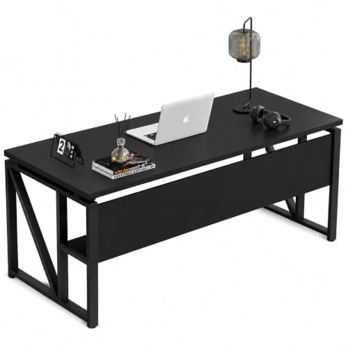 Image of Executive Desk for Home & Office| Executive Desk for Office, Laptop Table, Study Table, Modern Workstation | Black | DIY | 160x80 x75 CM