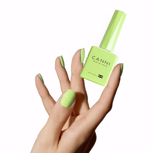 Image of CANNI Lime Green Gel Nail Polish, 1Pcs Light Pastel Green Sage Gel Polish Mint Color Soak Off U V Nail Manicure Salon DIY at Home