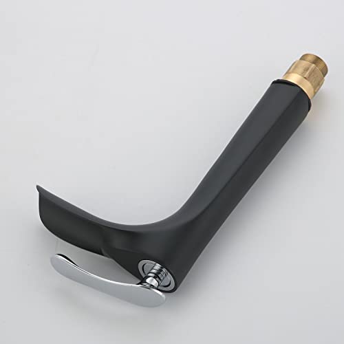 Single Handle Waterfall Bathroom Vessel Sink Faucet With Extra Large Rectangular Spout,One Hole Deck Mount Lavatory Commercial Mixer Tap,Black #TOP6