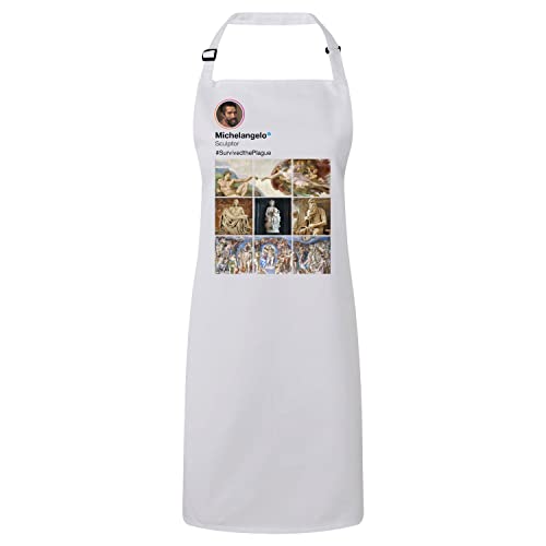 Tablier cuisine premium blanc Michel-Ange cadeau original peintre