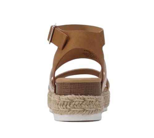 Image of Soda BRYCE-2 Kids /Children /Girls Open Toe Two Bands Espadrille Jute Platform Wedge Casual Fashion Flatform Sandals with Buckle Ankle Strap