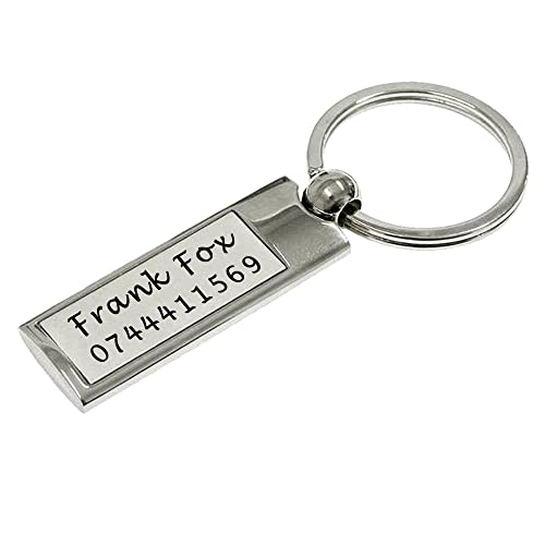 Paul Clover Personalised Engraved Two-Tone Chrome Keyring/Keychain in Gift Box - Enter Your Custom Text