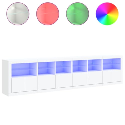 Credenza Cassettiera Cassettiera Mobile Contenitore Organizer Cucina Soggiorno Soggiorno Con Luci A Led 283 X 37 X 67 Cm Bianco 02_0029846 - 2