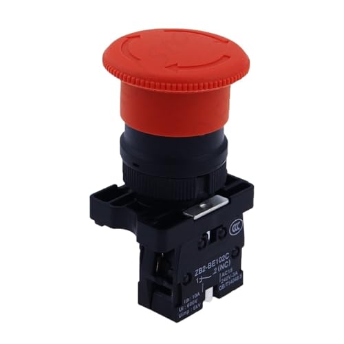 Bouton champignon arrêt d'urgence 22mm pour panneau de commande électrique 2NO