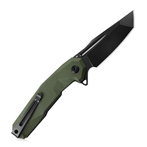 Kubey Carve Kb237 Folding Pocket Knife, Utility Knife With Flipper Opening, 3.58” Black Oxide Blade And Grippy G10 Handle, Outdoor Knife Ideal For Hunting Camping And Everyday Carry (Od Green/Coating) #TOP1