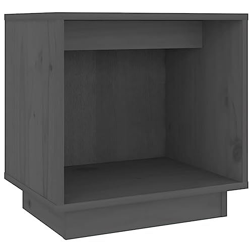 Table de chevet gris en pin massif 40x30x40 cm avec compartiment de rangement chic - 2