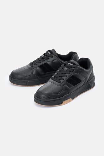 Image of SNITCH Men's Sneakers | Minimalist Solid Pattern with Stripes | PU+Suede Upper, Breathable Mesh Insole, TPR Outsole | Stylish Everyday Sneakers