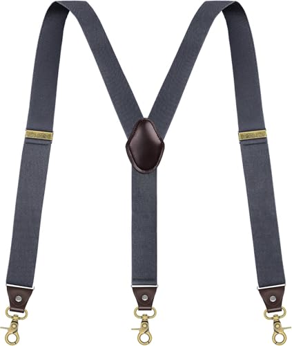 Image of Suspenders for Men, Adjustable Suspenders Gold Clip with Elastic Straps Y-Back Construction Heavy Duty for Work