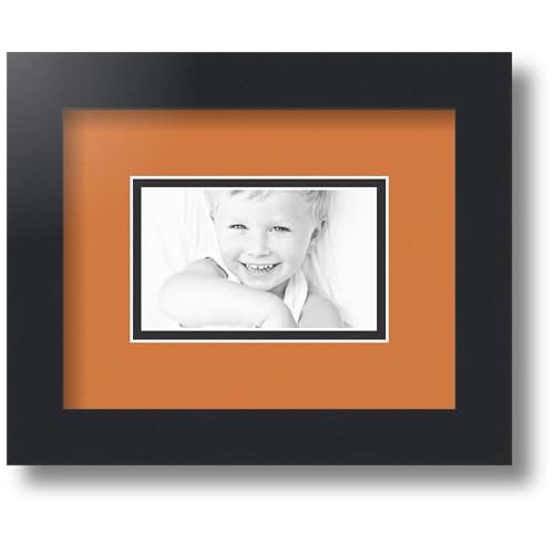 ArtToFrames Collage Photo Frame Double Mat with 1-3x5 Openings with Satin Black Frame and Octoberfest mat.
