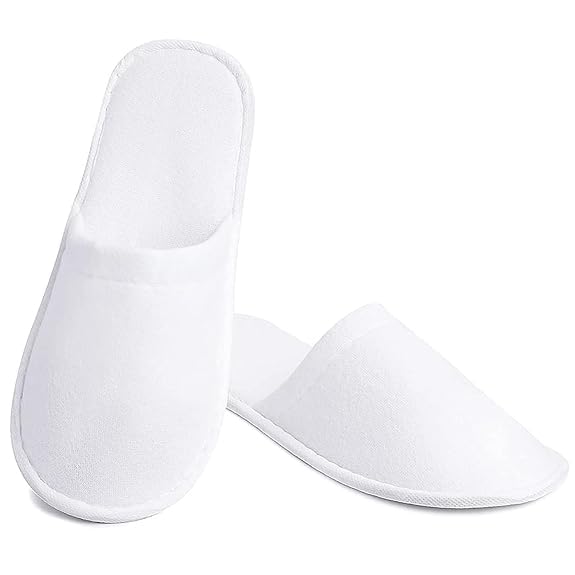 Image of Kalpana's White Spa Slippers - Disposable Cotton Slippers, Closed Toe, Non-Slip Sole, for Women & Men - Hotel, Guest, Travel, Salon, Party, Spa, Pedicure Use (Pack of 1)