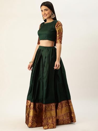 Image of ZITON ARICO MART Women's Indian Traditional Kanjivaram Silk Pure Weaving Lehenga Choli Along With Dupatta And Blouse Piece, Half Saree (Unstitched)