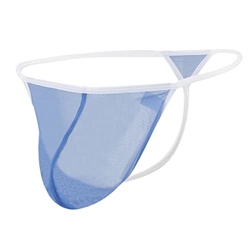 Men's Thong Underwear Mens Nylon Bikini G String Sexy Bulge Enhancing Transparent Underwear See-Through