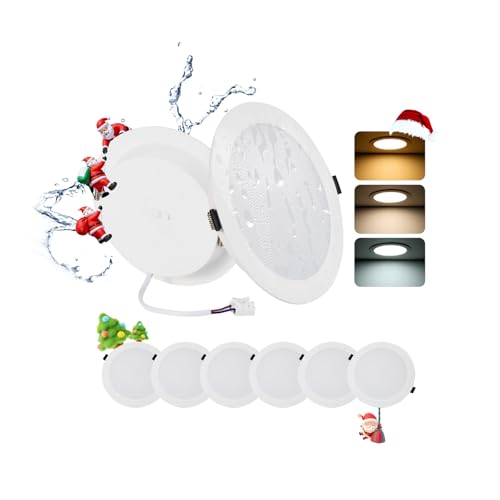 Grebeam Lot de 6 Spot LED Encastrable Extra Plat 16W, Spot Salle de Bain, IP44, Rond, 3000K Blanc Chaud/4000K Blanc Neutre/6000K Blanc Froid, Spots LED Plafond pour Cuisine Salon, Trou Ø145-160mm